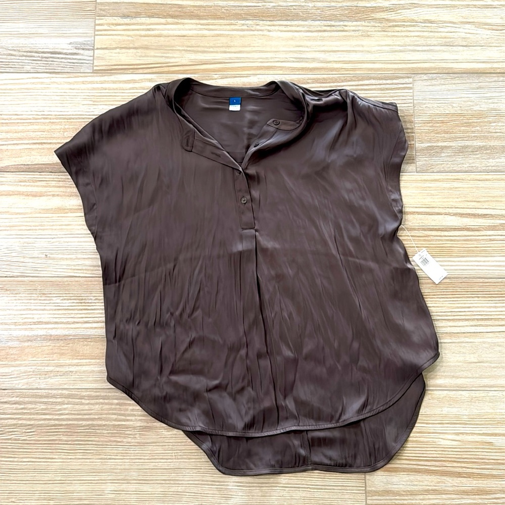 Women Gray silk top dressy size L